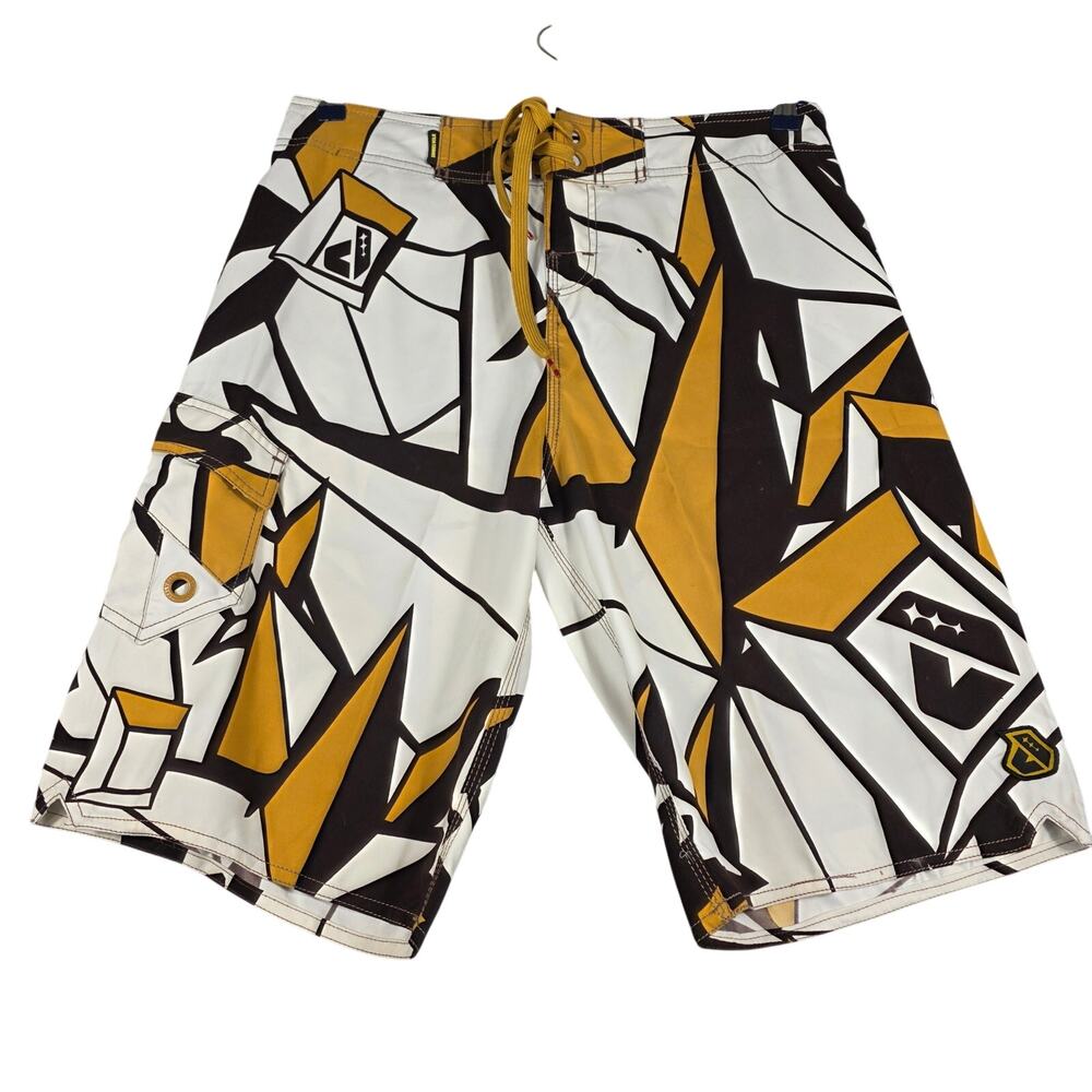 Dunkelvolk Abstract Pattern Swim Board Shorts
